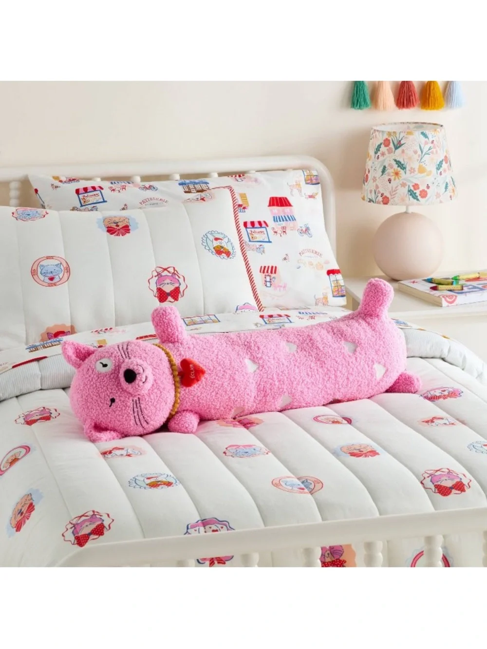 Pillowfort Cat Kids’ Long Weighted Plush Throw Pillow Pink